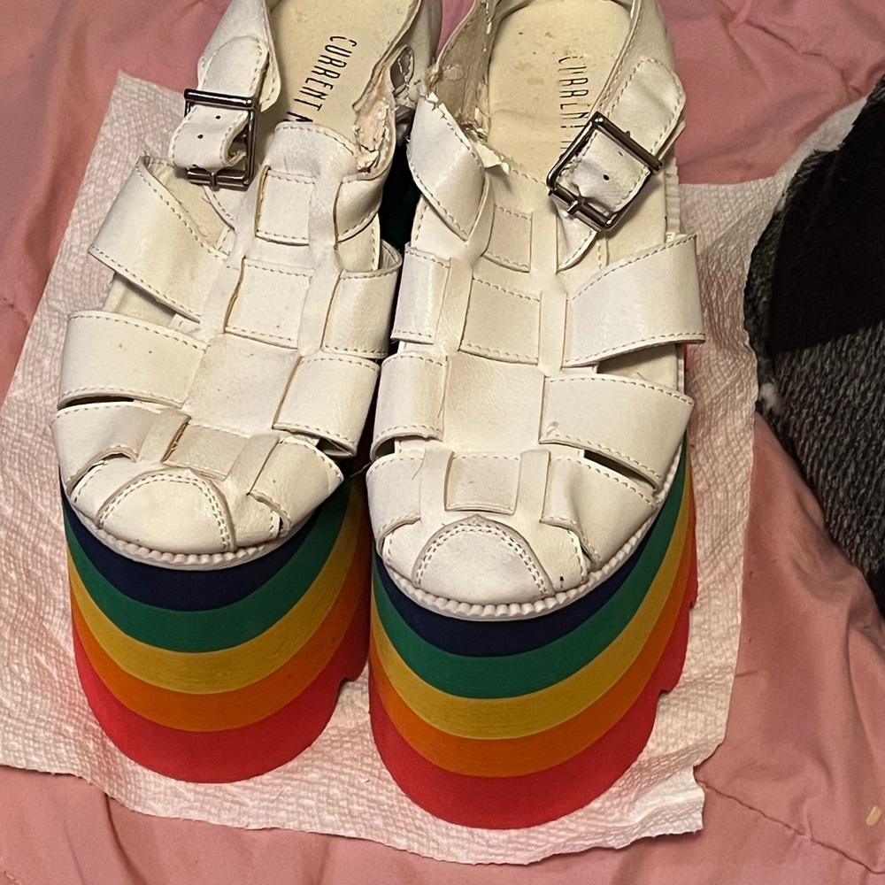 Rare Dolls Kill platform rainbow sandals - DEADSTOCK